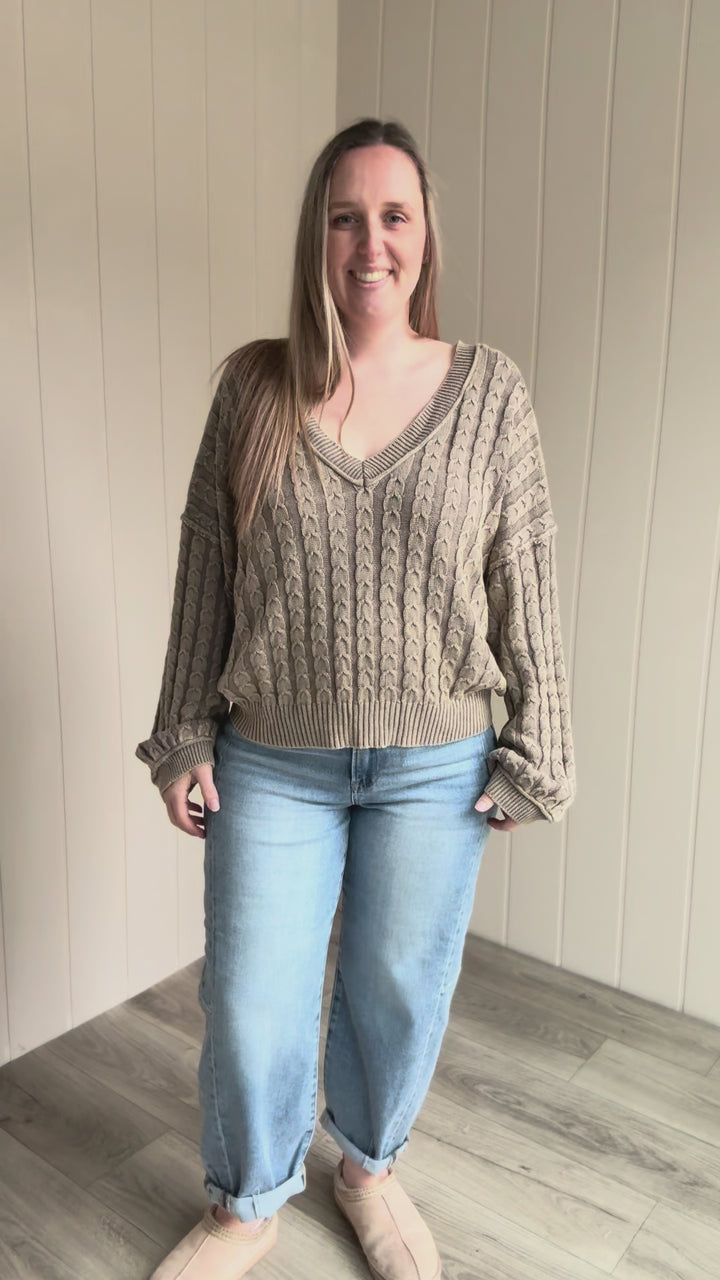 POL Olive Branch Knit Sweater- OLIVE