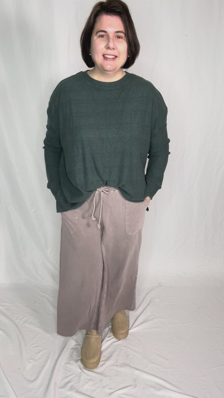 Haze Mineral Wash French Terry Pants- MOCHA MOUSSE