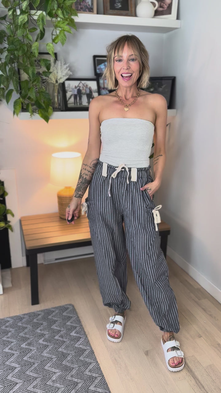 Rosaline Gauze Harem Pant- NAVY/WHITE