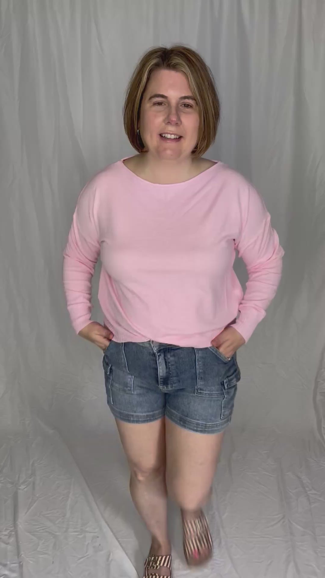 Lacey Knit Sweater- HEATHER PINK LEMON