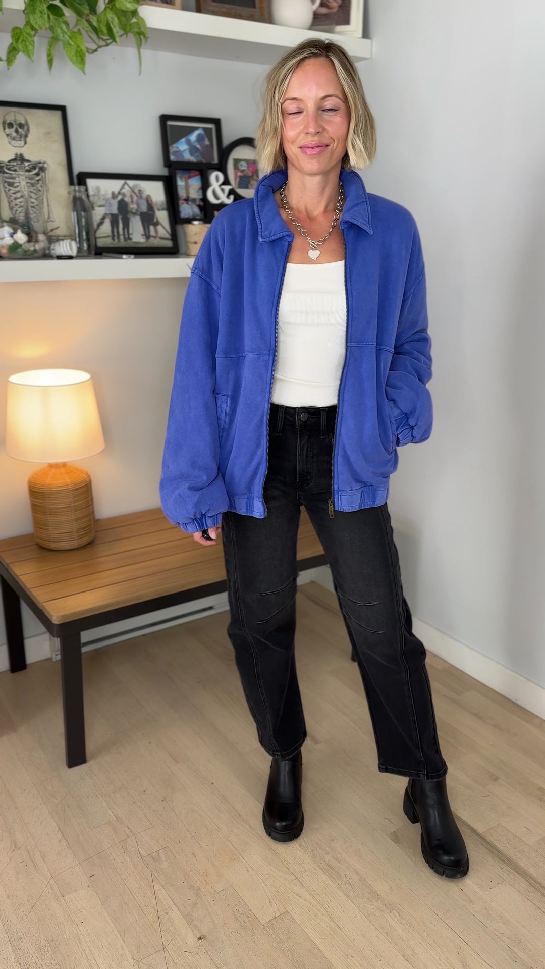 Foxwood Mineral Washed Puffer Coat- COBALT