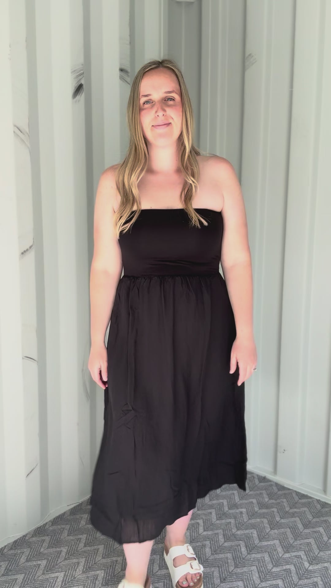 Parker Strapless Fit & Flare Dress- BLACK