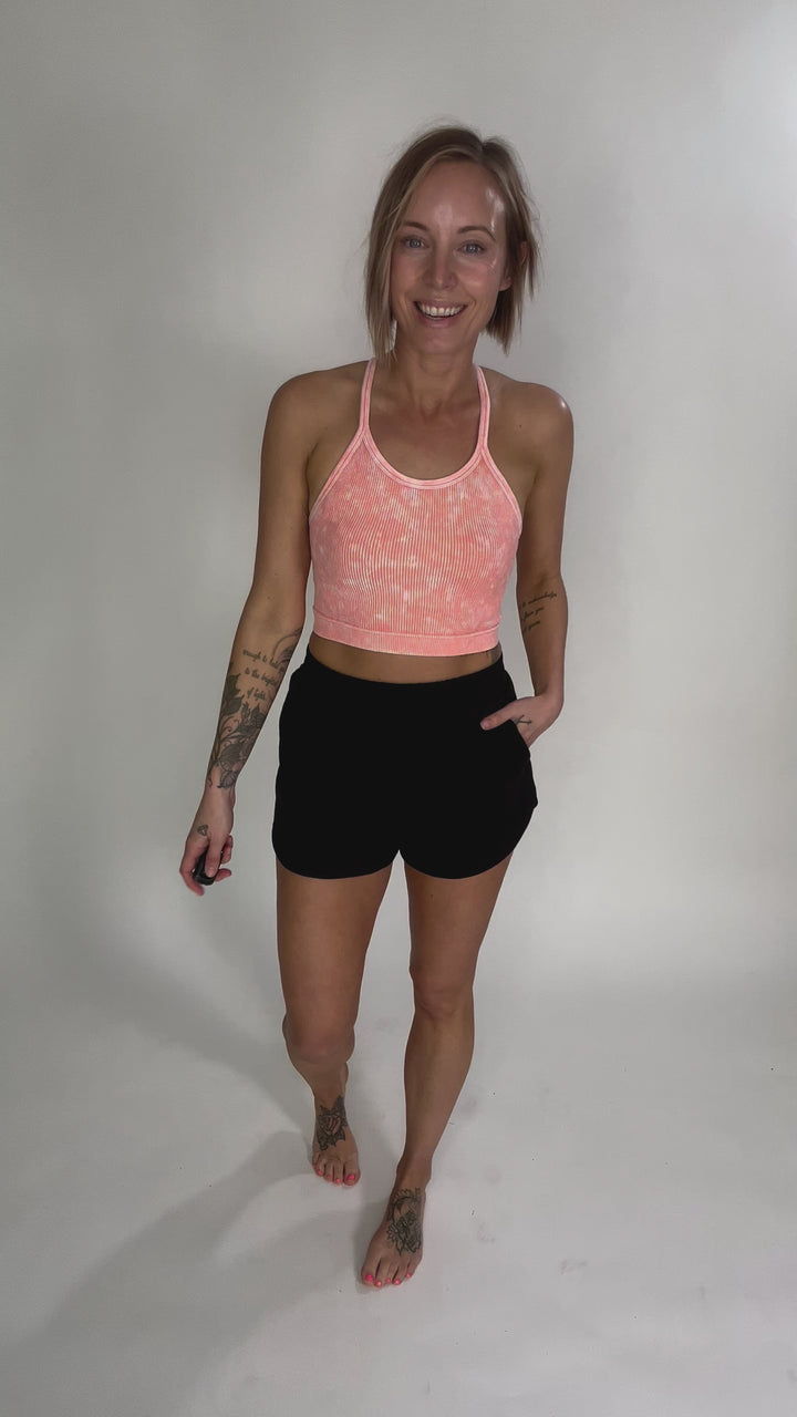 Brassy Seamless Wash Crop Cami- CORAL