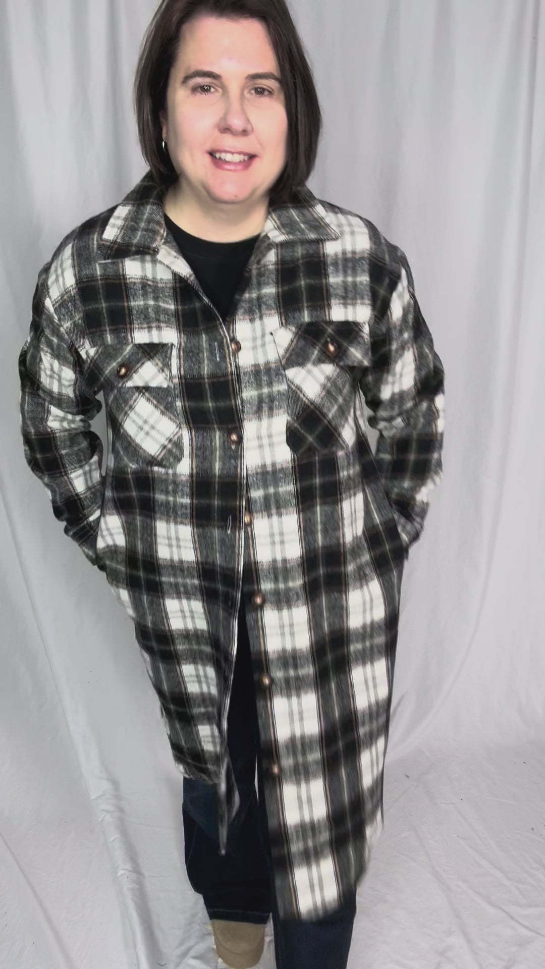 Out West Plaid Flannel Shacket- BLACK MUTLI