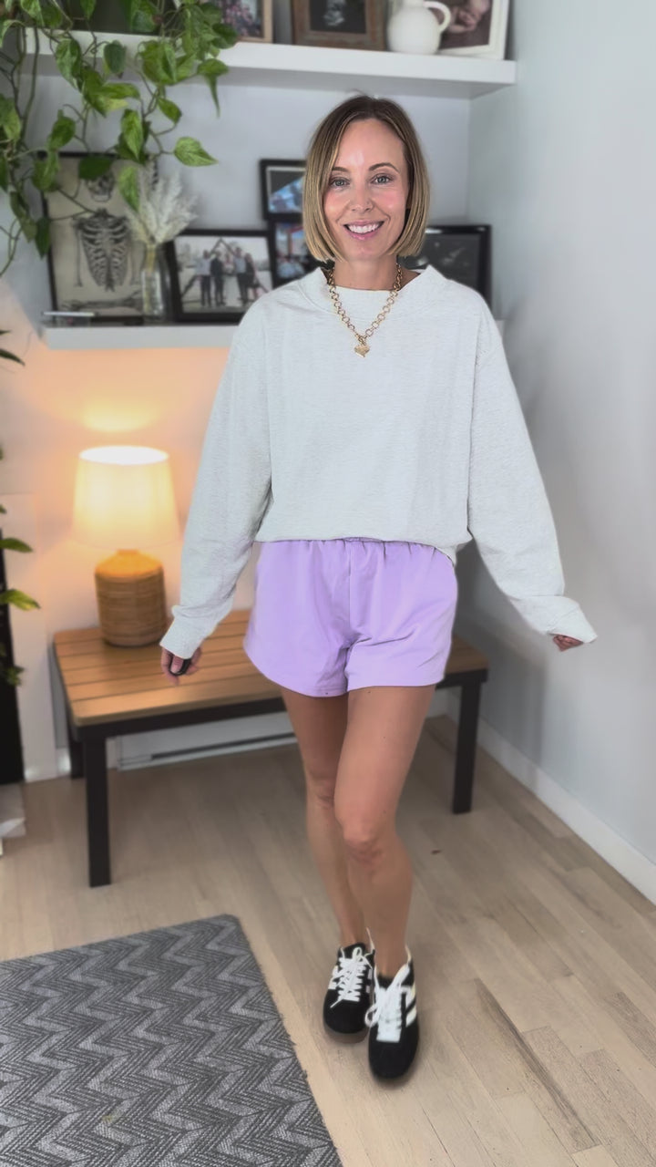 Lenny Relaxed Knit Sweat Shorts- LAVENDER