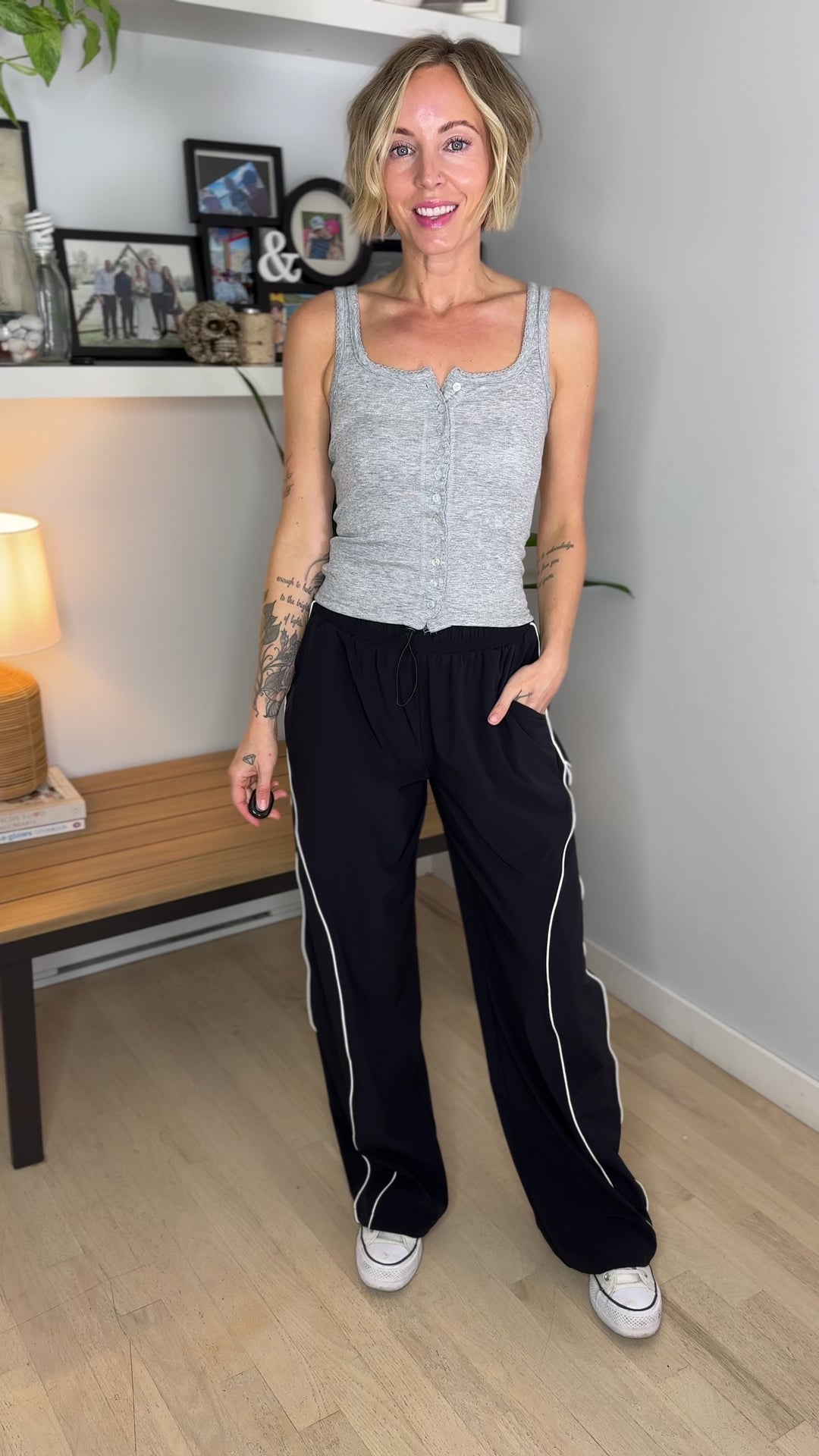 Mono B Laneway Curved Line Track Pants- BLACK