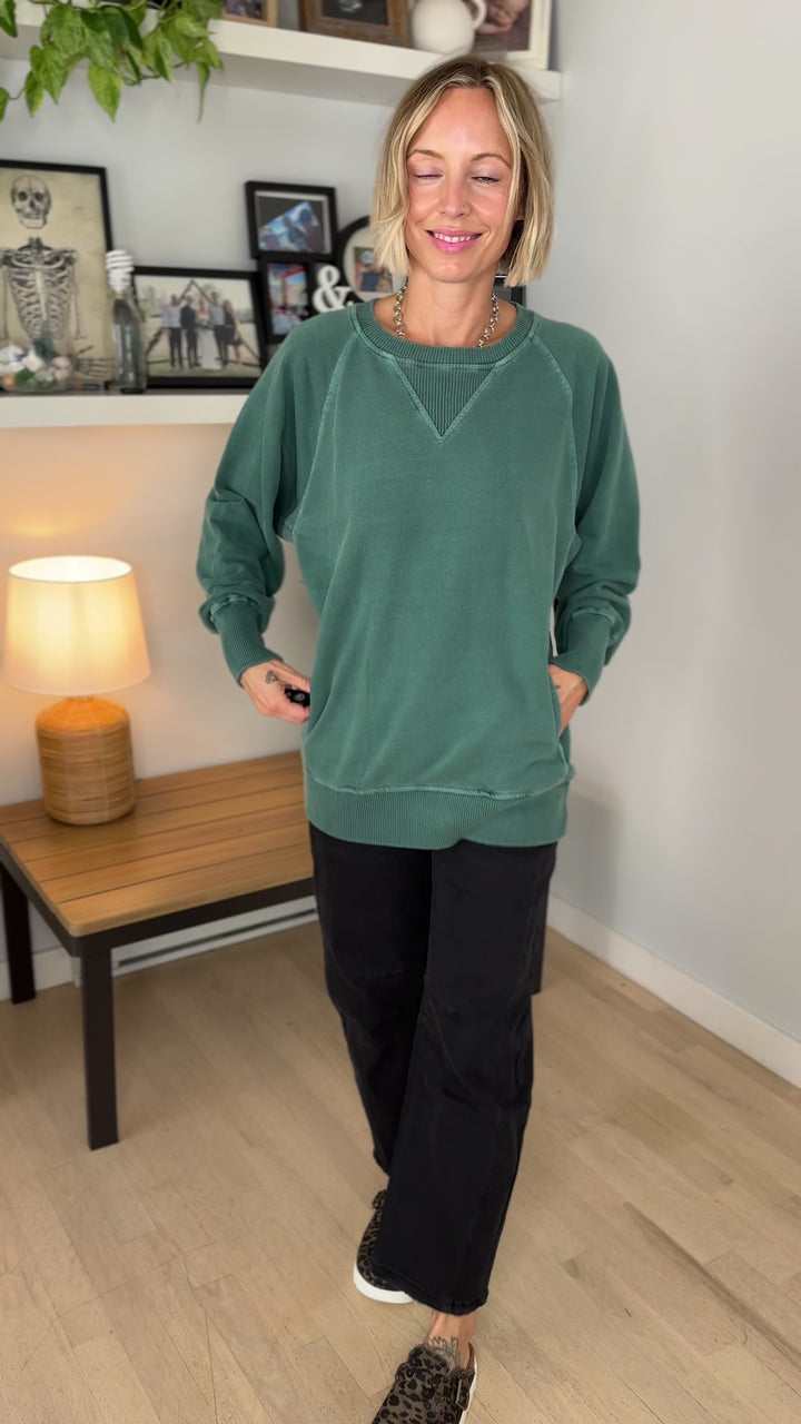 Juliet Washed Tunic Sweatshirt- HUNTER