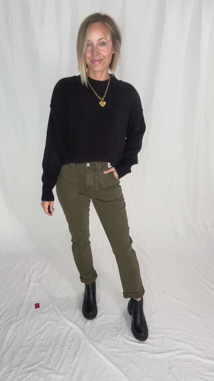 Saga Drop Shoulder Sweater- BLACK