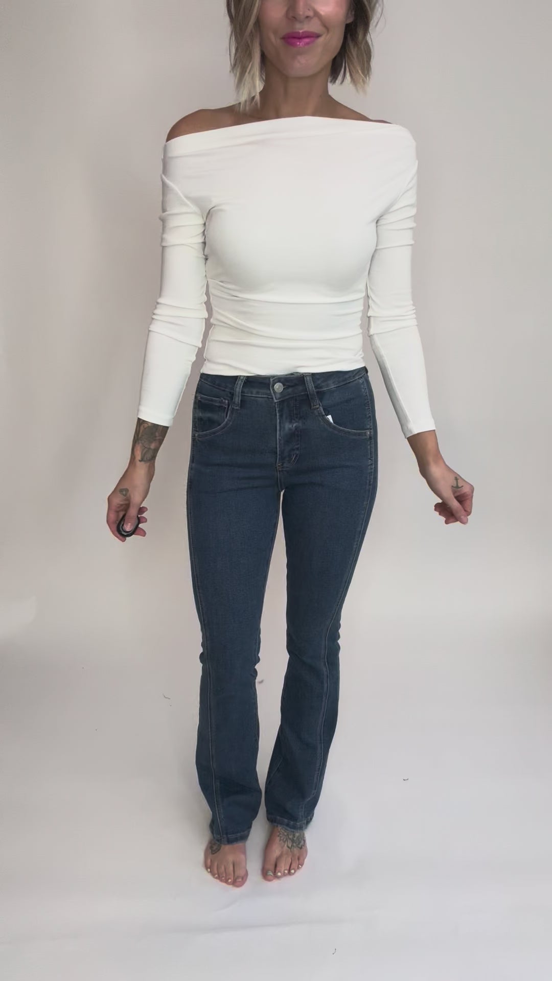 Mica Ria High Rise Bootcut Side Panel Tummy Tuck Jeans- MEDIUM WASH