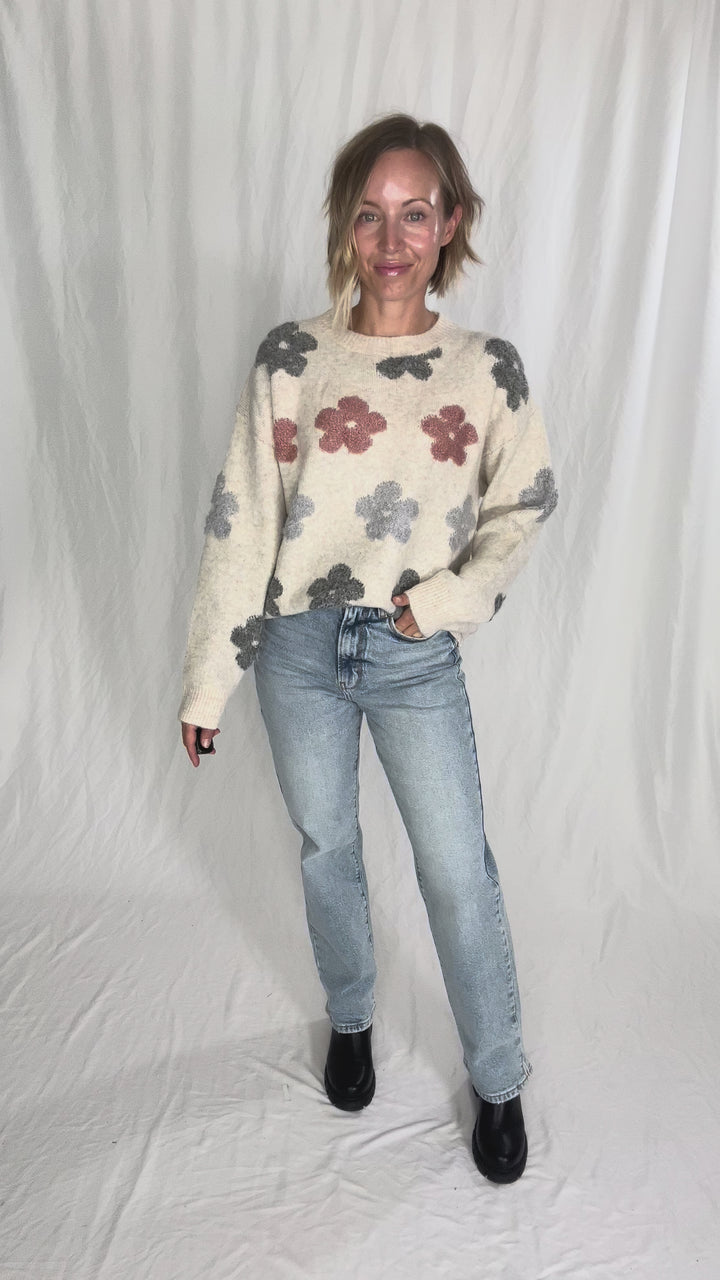 Blossom Flower Sweater- BEIGE