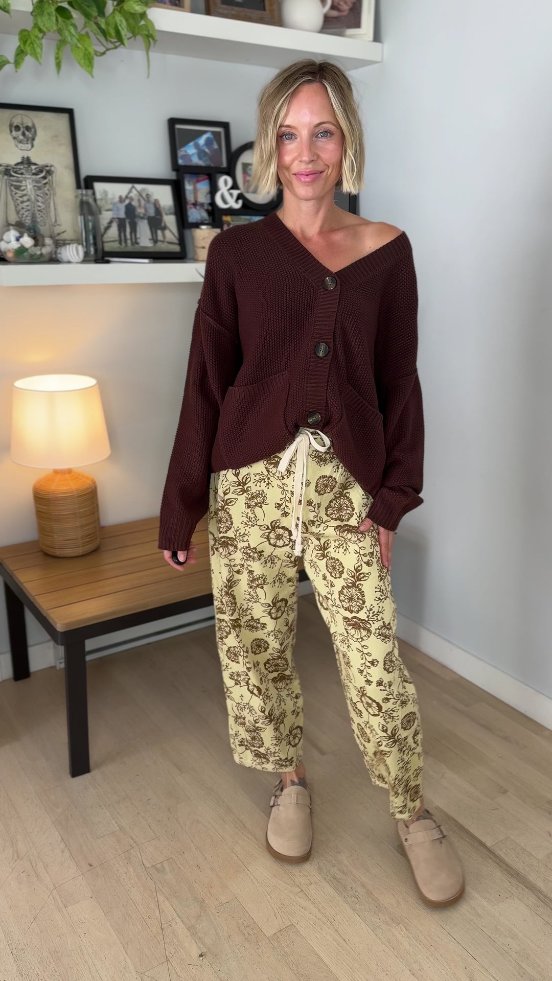 Annabeth Button Down Cardigan- DARK BROWN