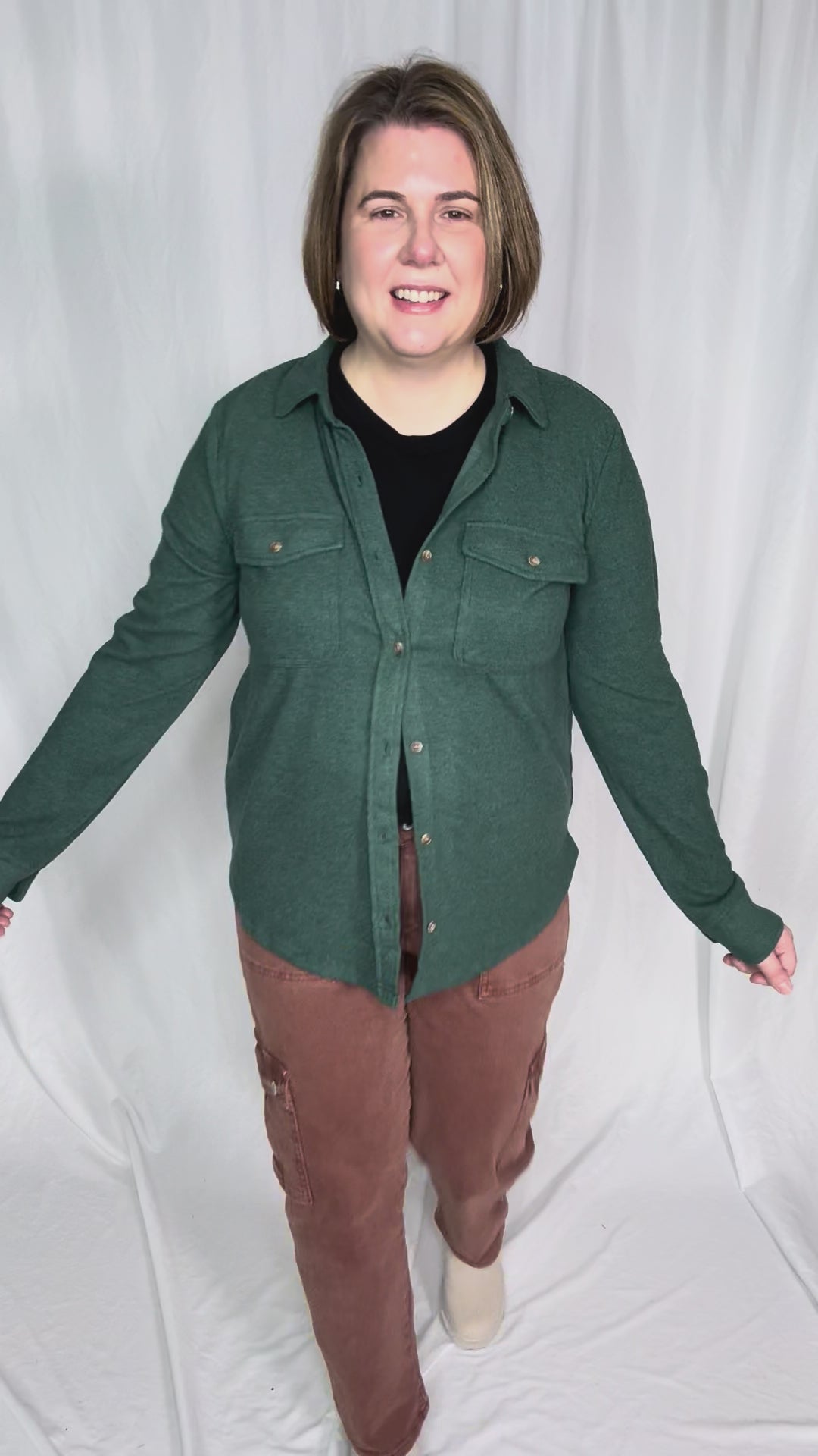 THREAD & SUPPLY Cassian Button Down Shacket- HTHR PINE