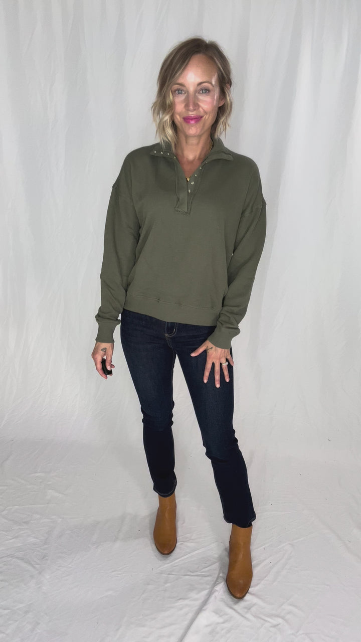 Jacob Mock Neck Pullover- DARK GREEN