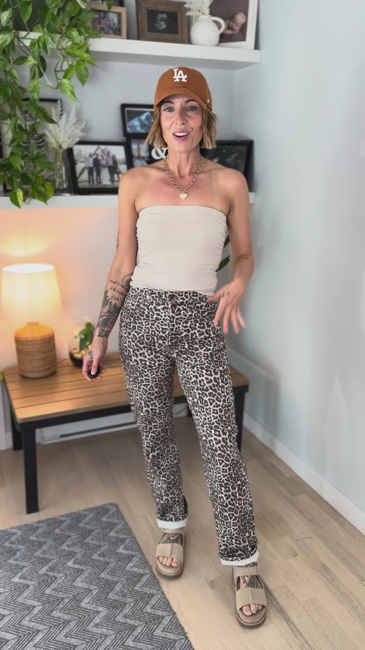 CELLO Dune Relaxed Straight Leg Jean- WASHED LEOPARD
