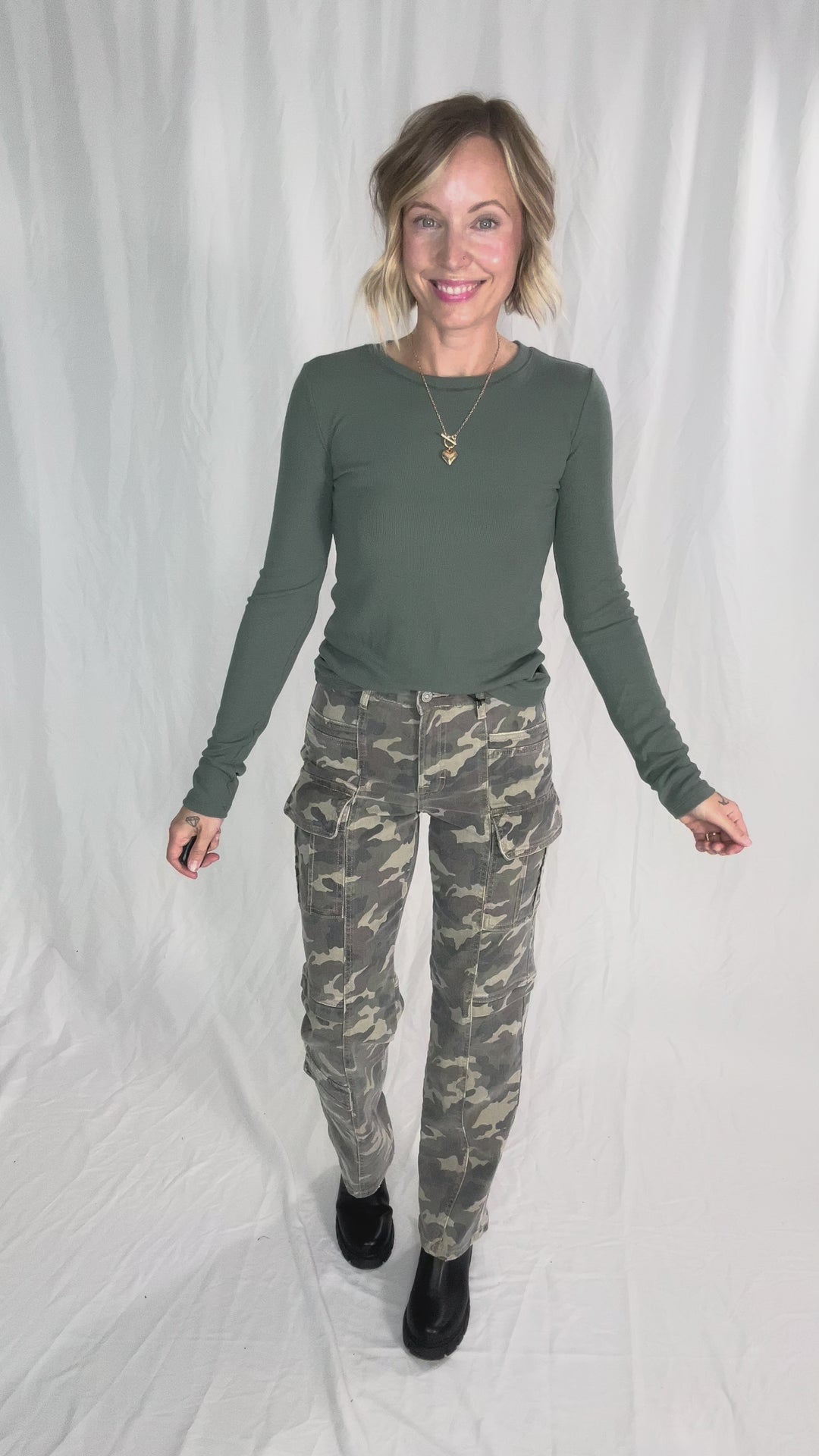 Beth Ribbed  Long Sleeve- GREEN