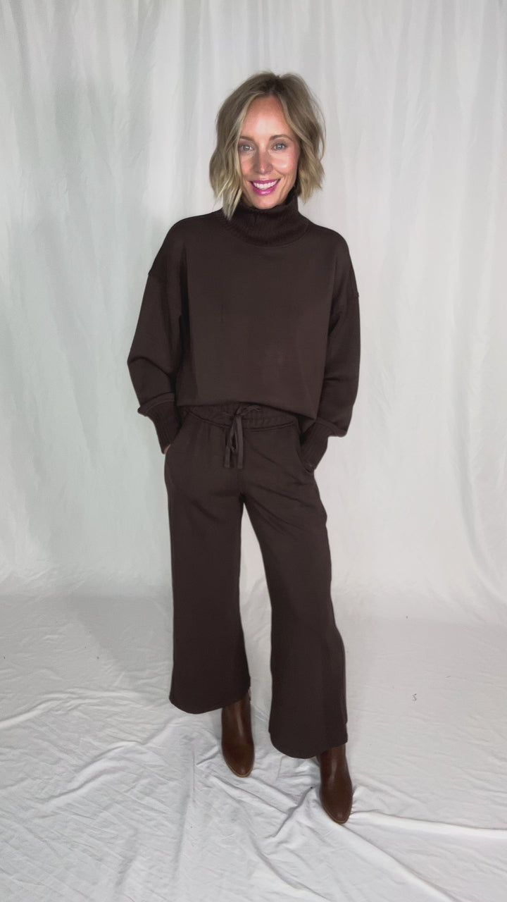 Brea Modal Mock Neck Pullover- ESPRESSO