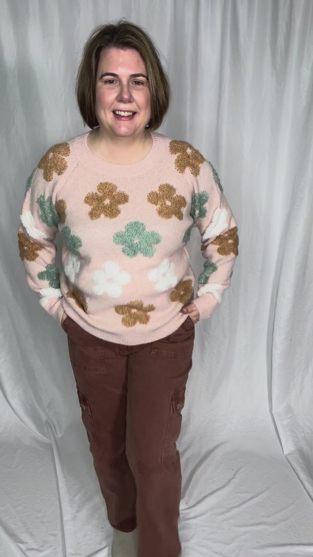 Heidi Flower Sweater- BLUSH