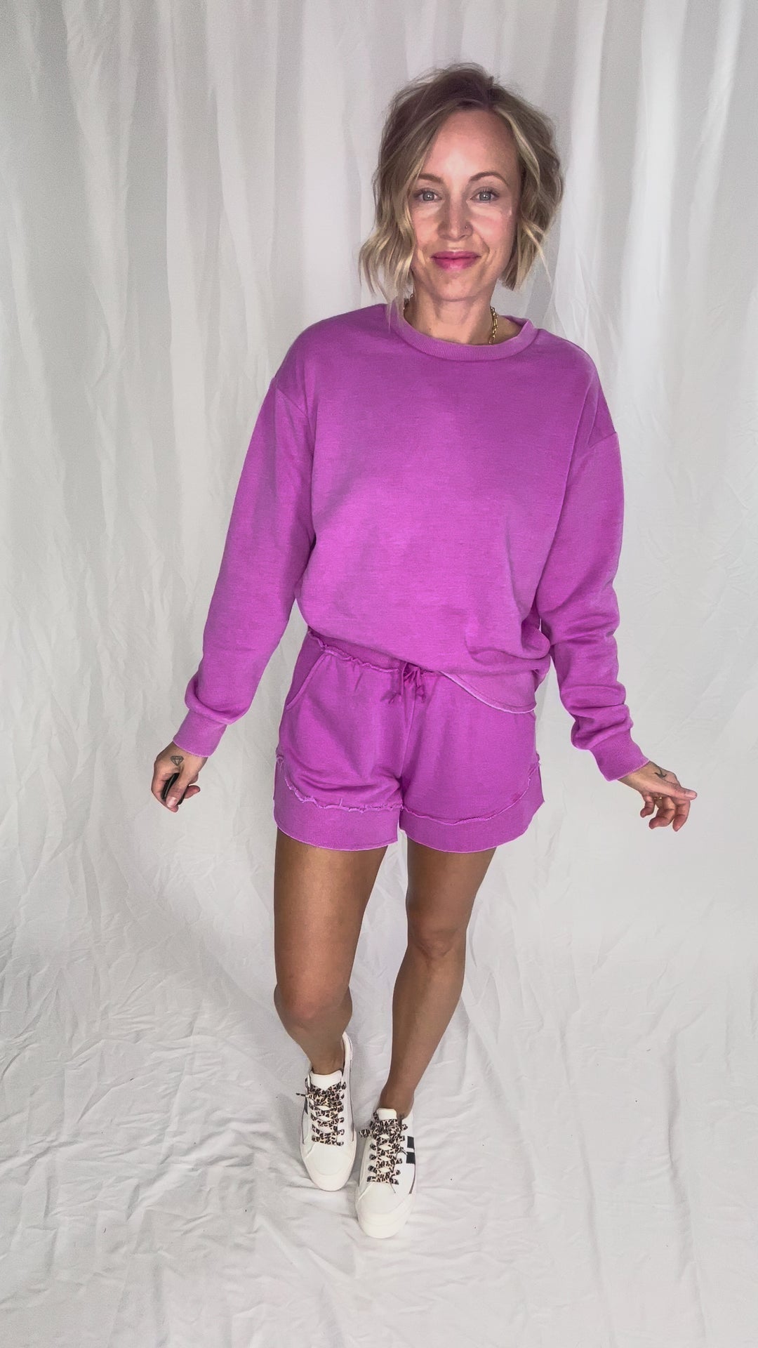 Stevie French Terry Shorts- VIVID ORCHID-FINAL SALE