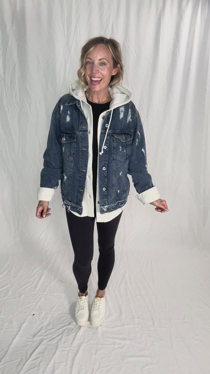Modela Boyfriend Denim Jacket- DARK WASH-FINAL SALE