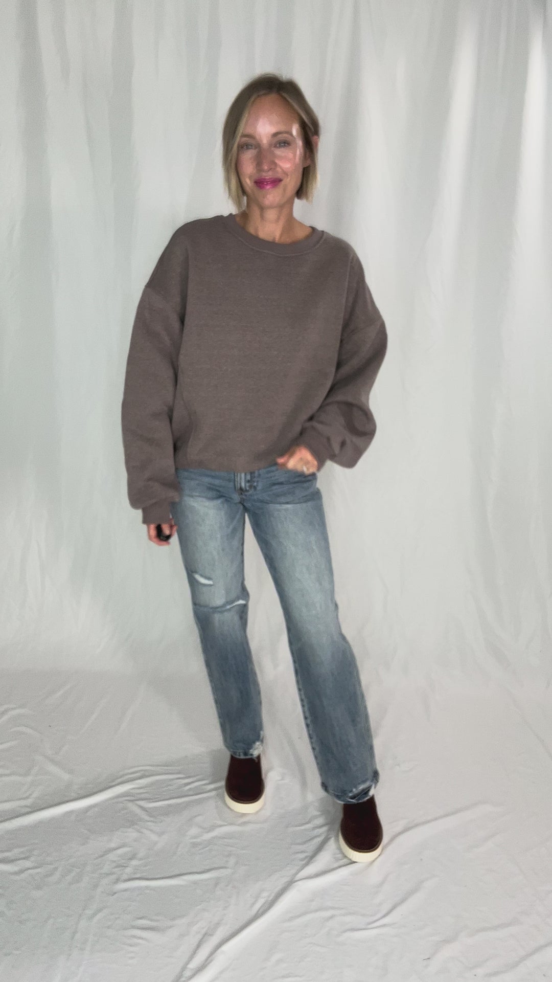 Elowen Melange Fleece Sweatshirt- WALNUT
