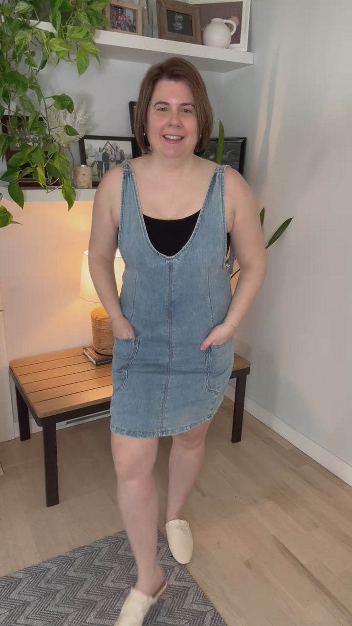 Paisley Denim Dress- LIGHT DENIM