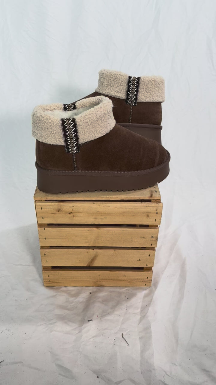 Robbie Platform Faux Fur Boot- MOCHA