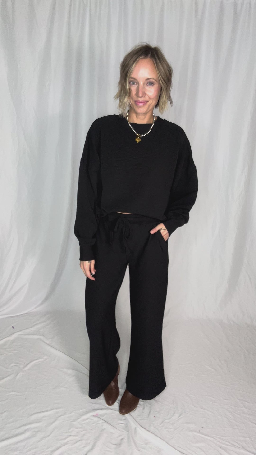 Cider Run Ribbed Set- BLACK