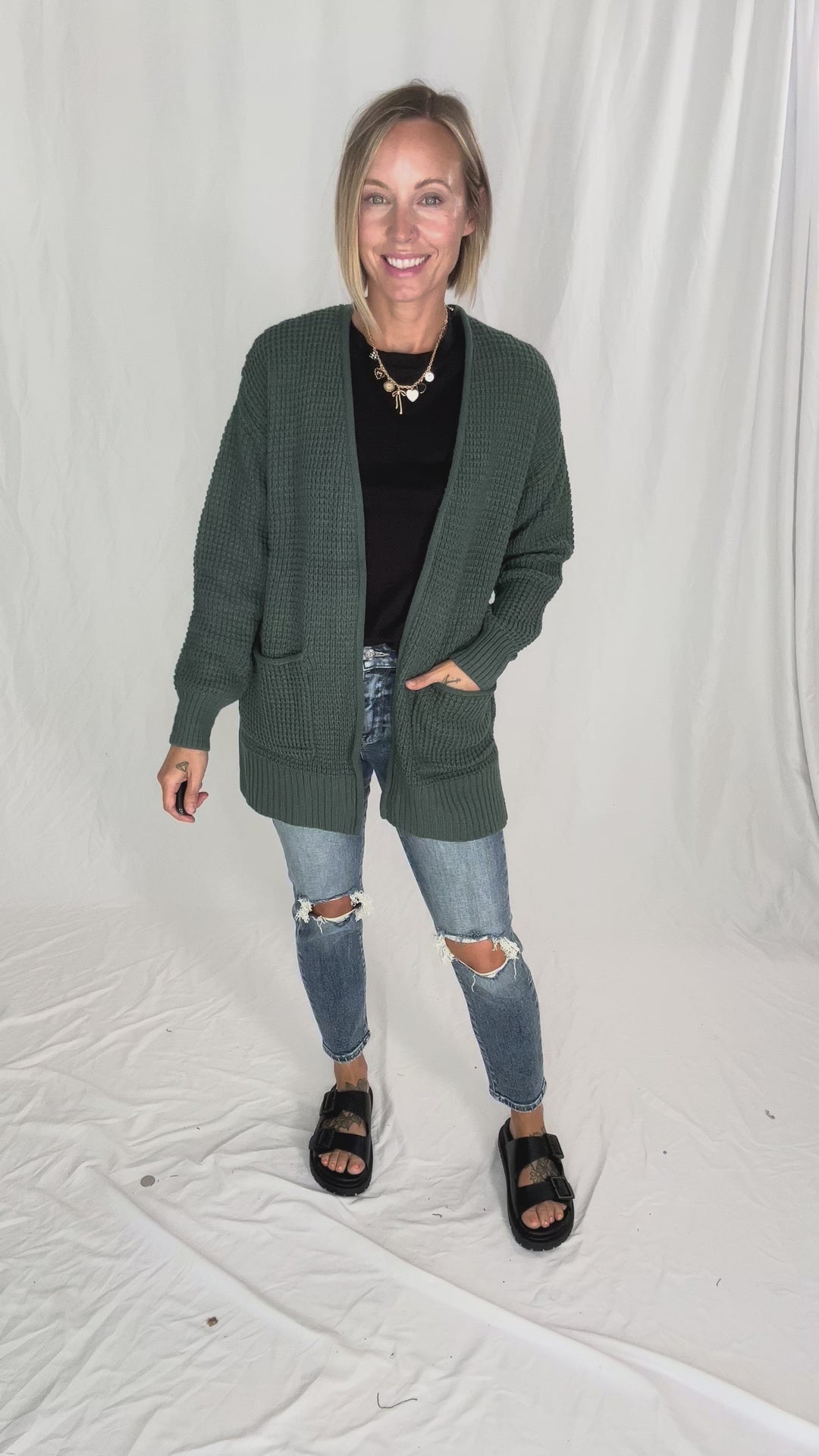 Marley Waffle Cardigan- ASH JADE