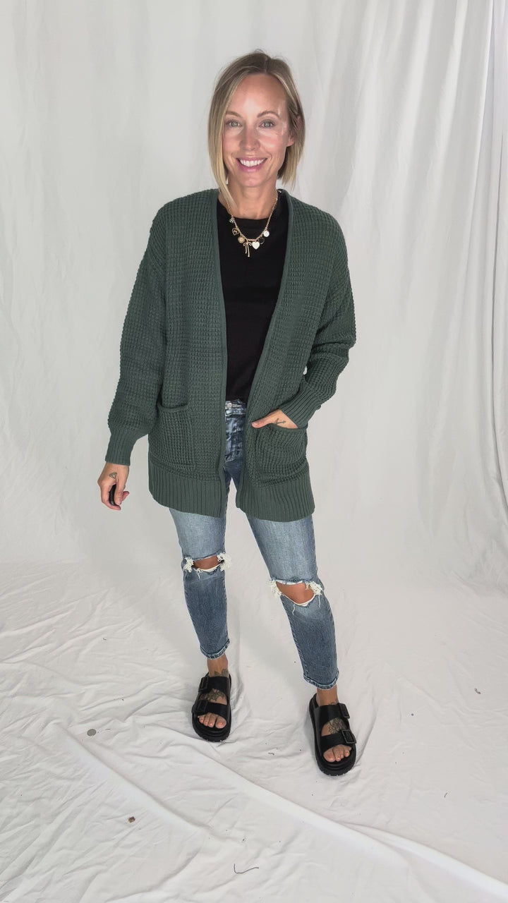 Marley Waffle Cardigan- ASH JADE