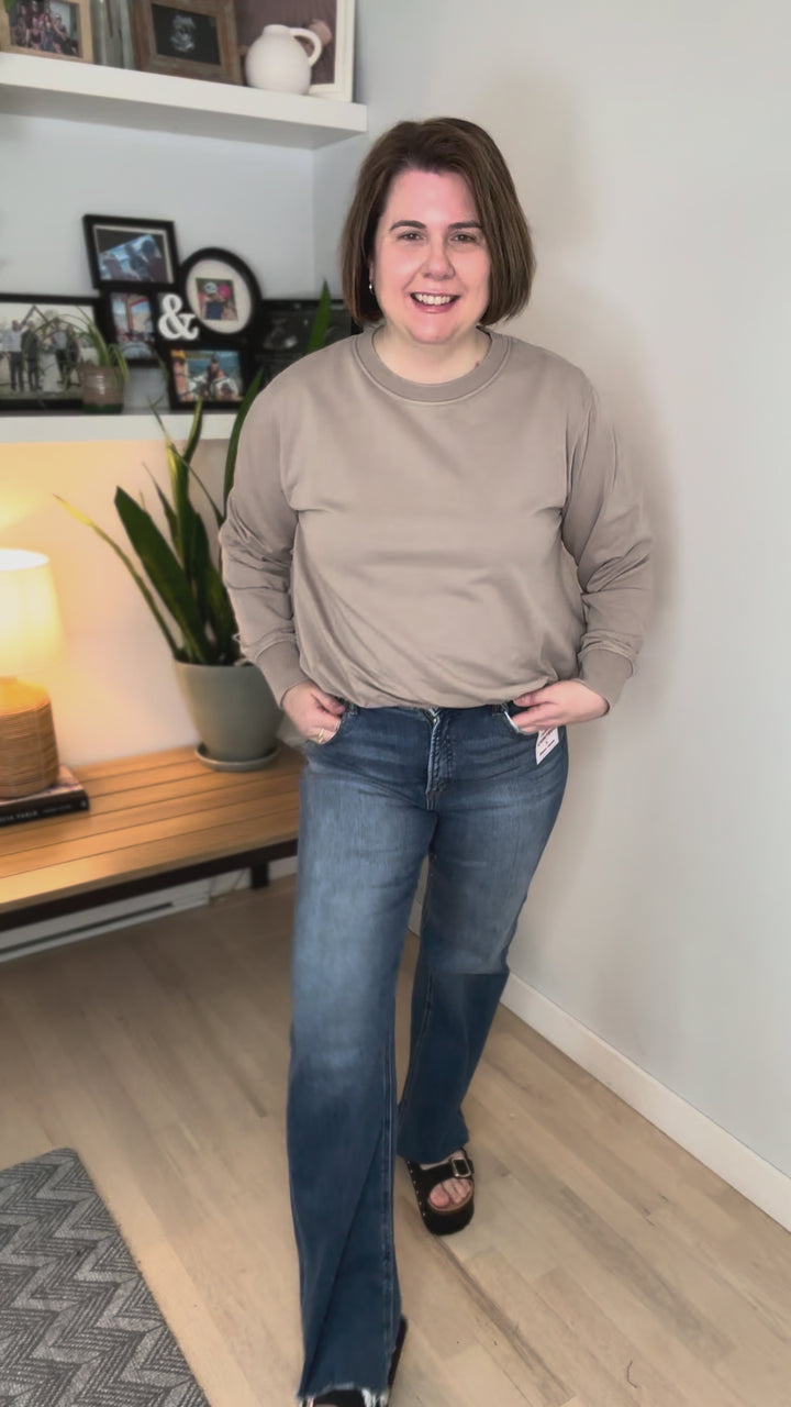 Mono B Quinn Mineral Cloud Bubble Hem Pullover- SILKEN TAUPE-FINAL SALE