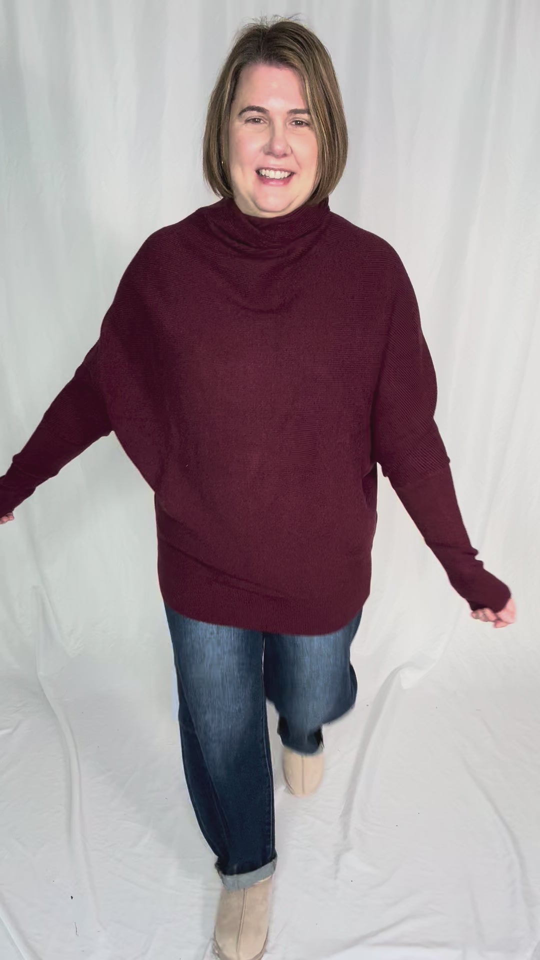 Wrenley Dolman Knit Sweater- MAROON