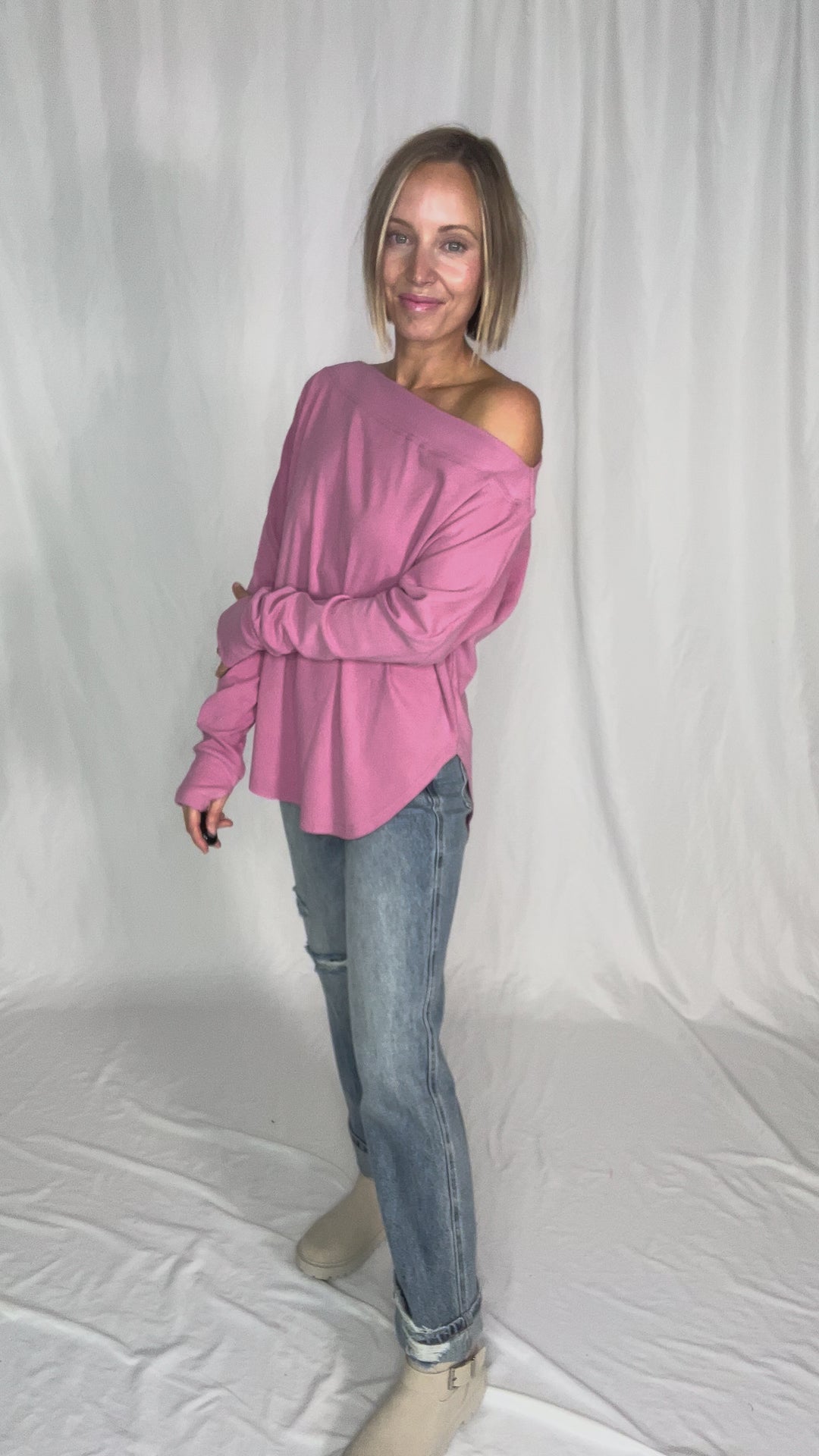 Zoey Microfleece Long Sleeve- MAUVY PINK - final sale