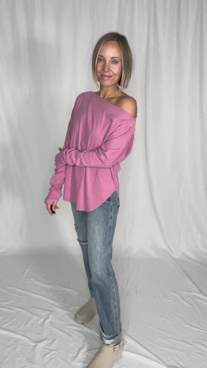 Zoey Microfleece Long Sleeve- MAUVY PINK - final sale