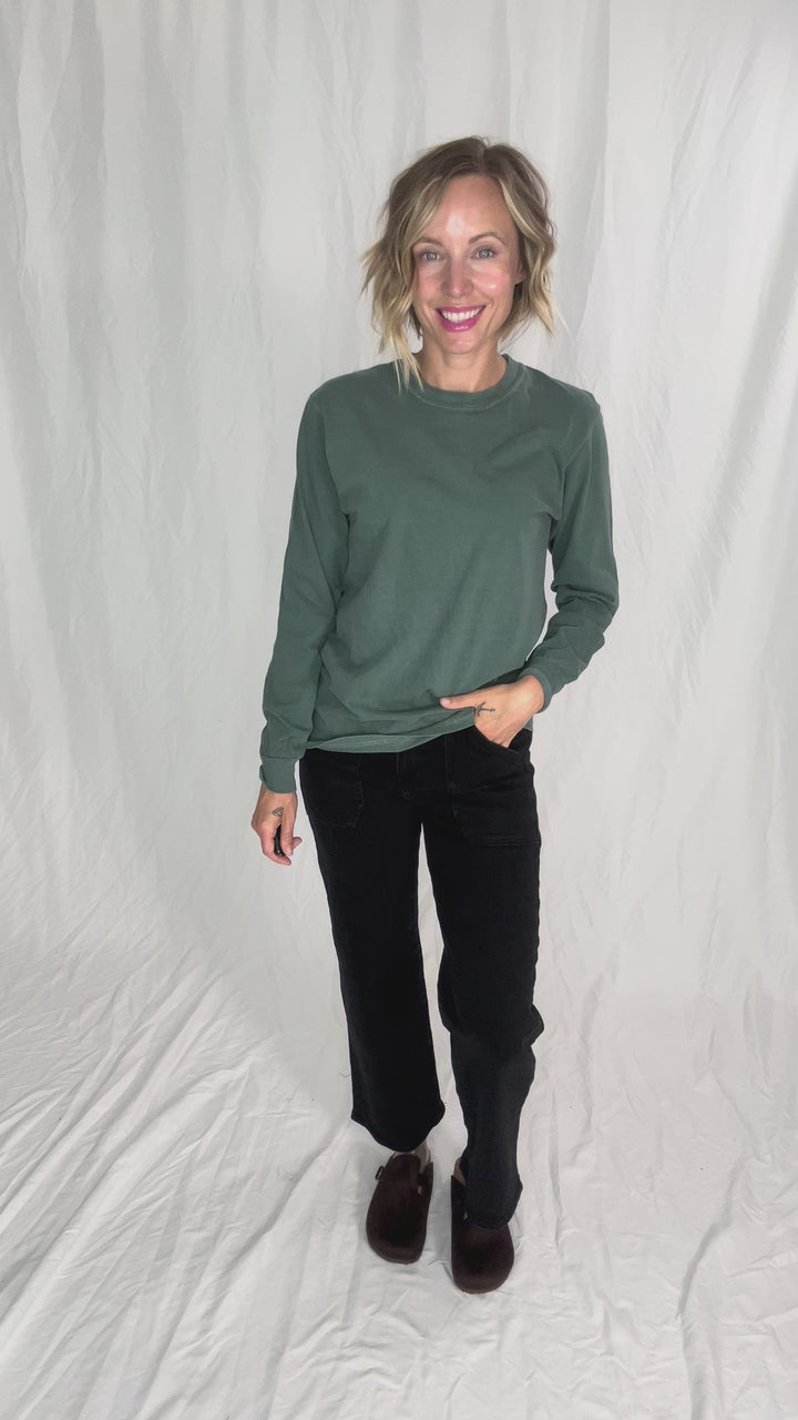 T+G Classic Washed Cotton Long Sleeve- SPRUCE