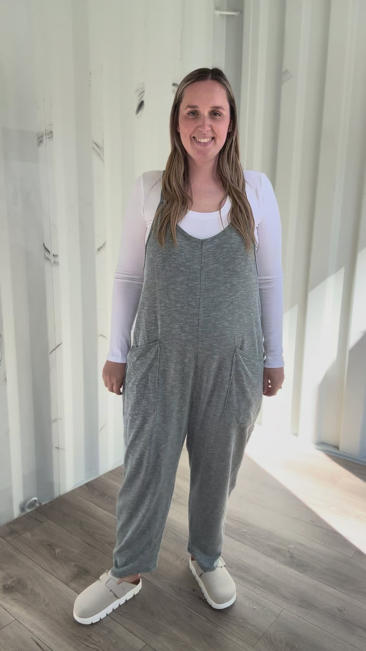 Robin Ribbed Jumpsuit- GREEN