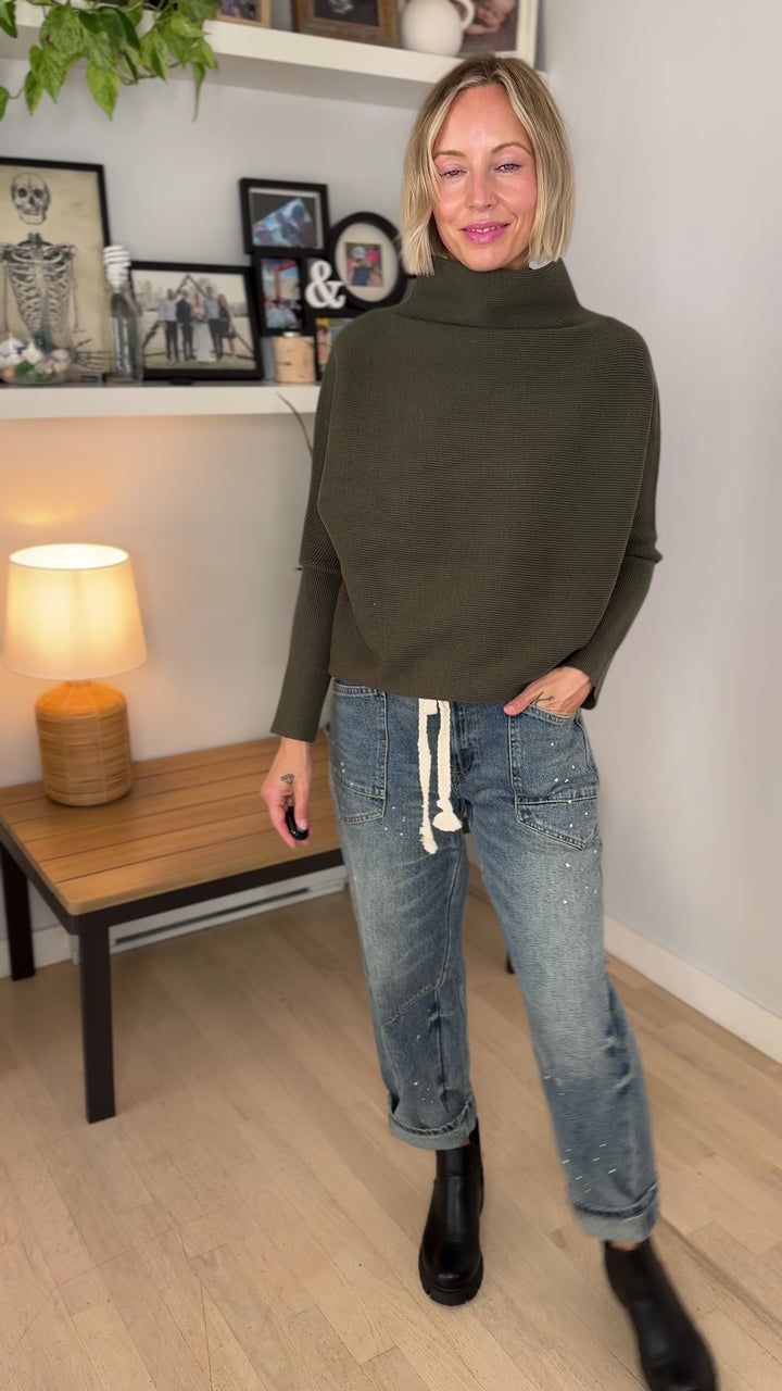 Wild Pines Dolman Sweater- DARK OLIVE