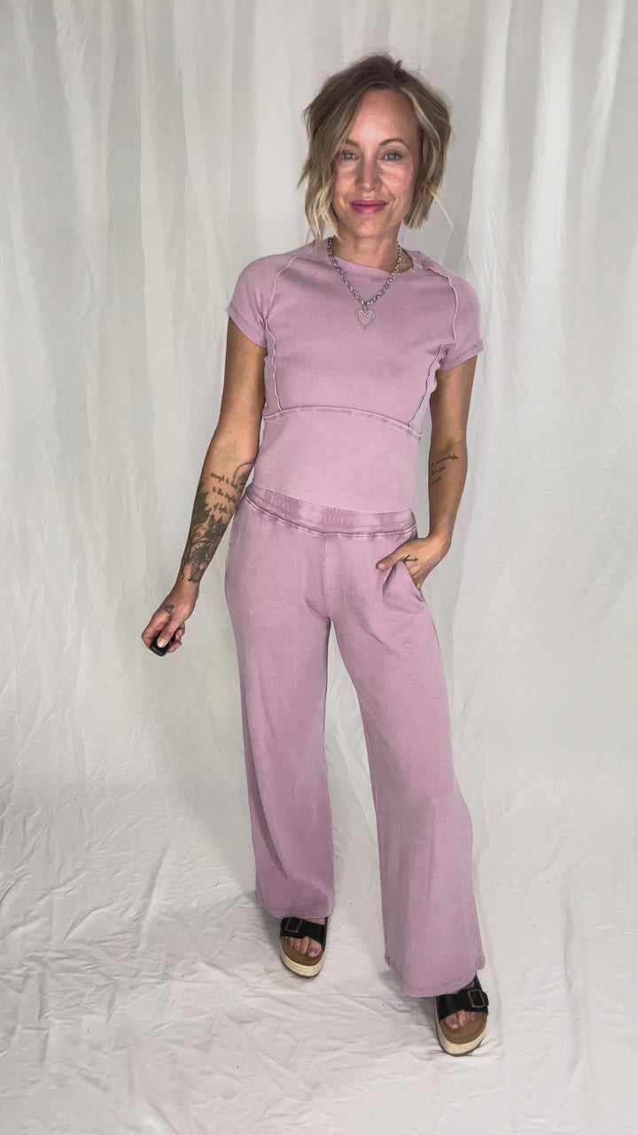 MONO B Brianne Lux Waffle Set- PURPLE MIST-FINAL SALE
