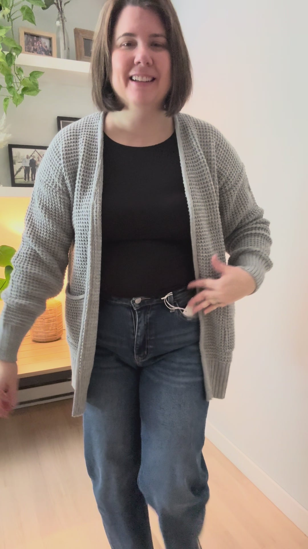 Marley Waffle Cardigan- HEATHER GREY-FINAL SALE