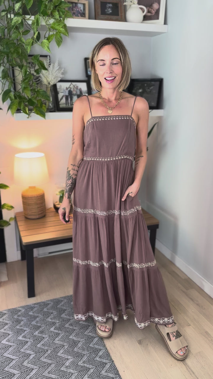 Desert Coast Tiered Maxi- BROWN