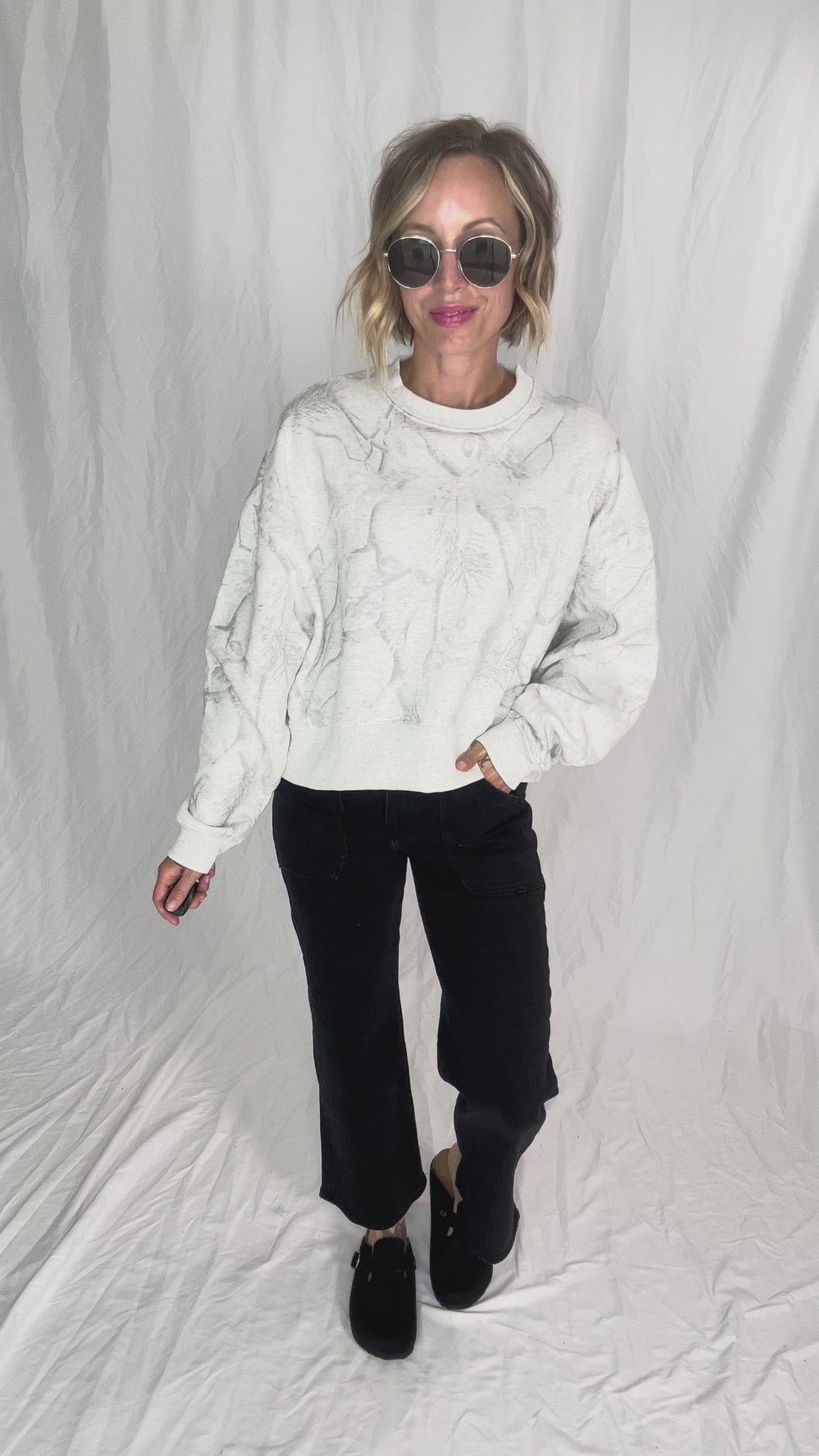 Chad Camouflage Dropped Shoulder Sweater- GREY