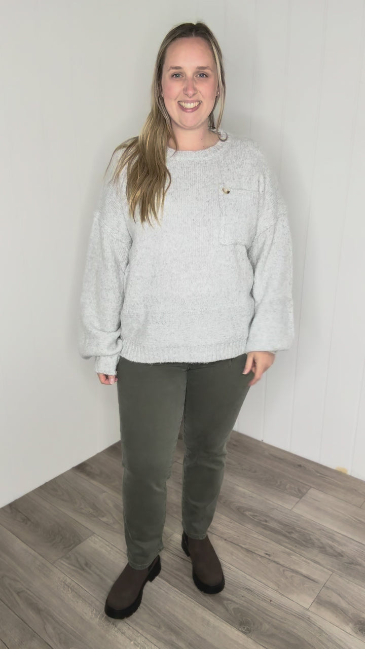 Courtland Pocket Sweater- LT GREY