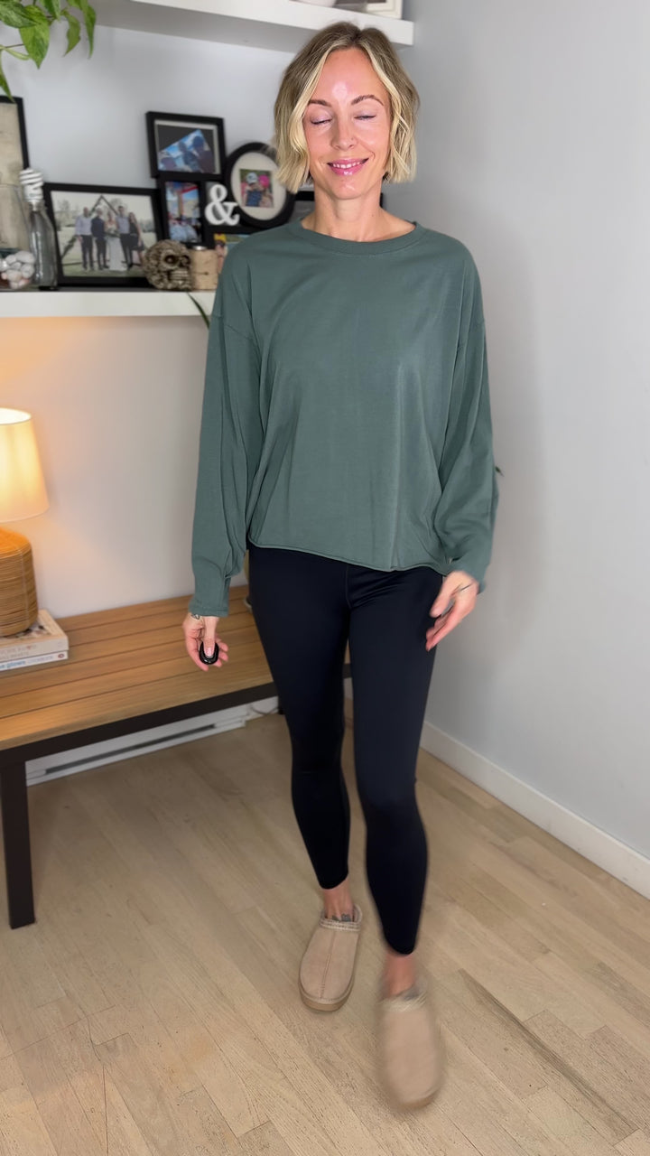 MONO B Sunday Brunch Pima Cotton Long Sleeve- EUCALYPTUS