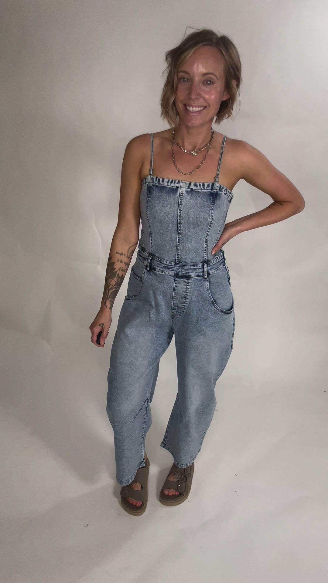 Aaron Barrel Jumpsuit- LIGHT DENIM-FINAL SALE