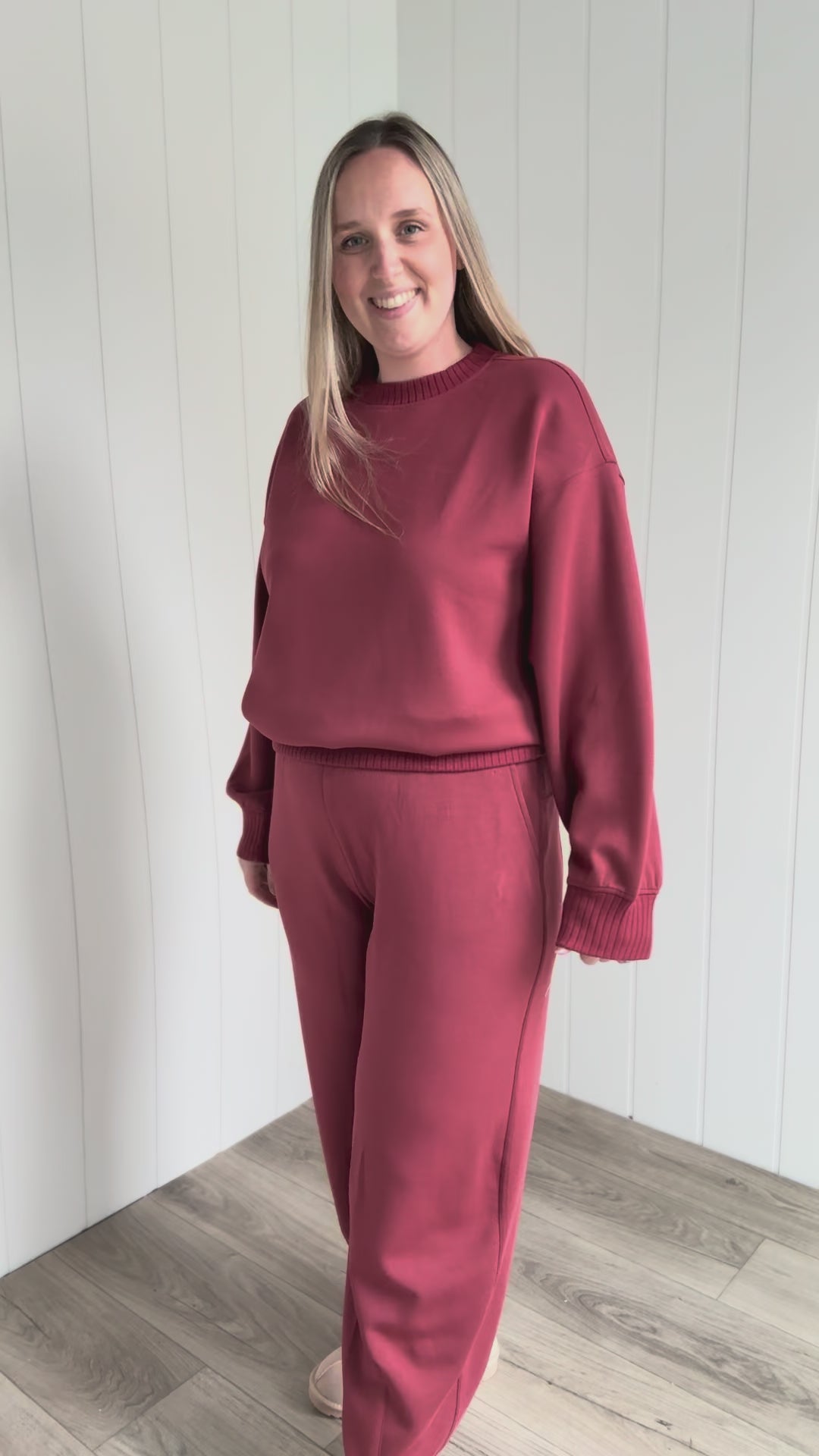 Tenlee Modal Barrel Pant & Top Set- MERLOT
