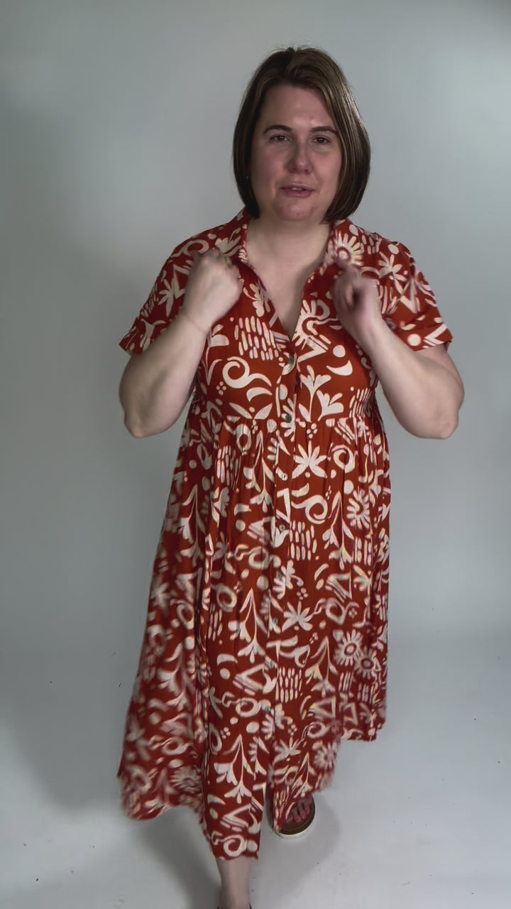 Sundown Button Midi Dress- SUNSET MIX-FINAL SALE