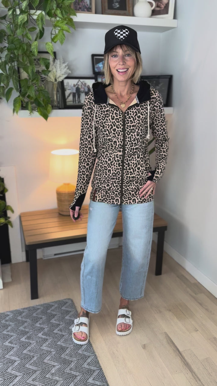 AMPERSAND AVE Full Zip- WILD LEOPARD