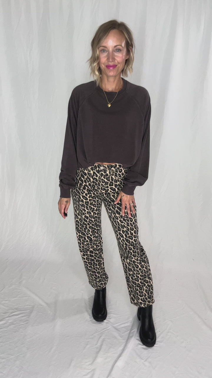 Aria Washed Pullover- DARK BROWN