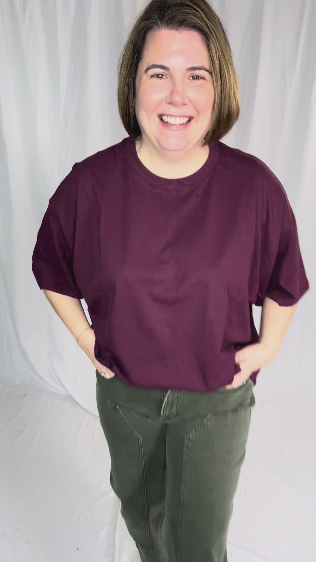 Snow Cap Oversized Cotton Tee- DARK CHERRY