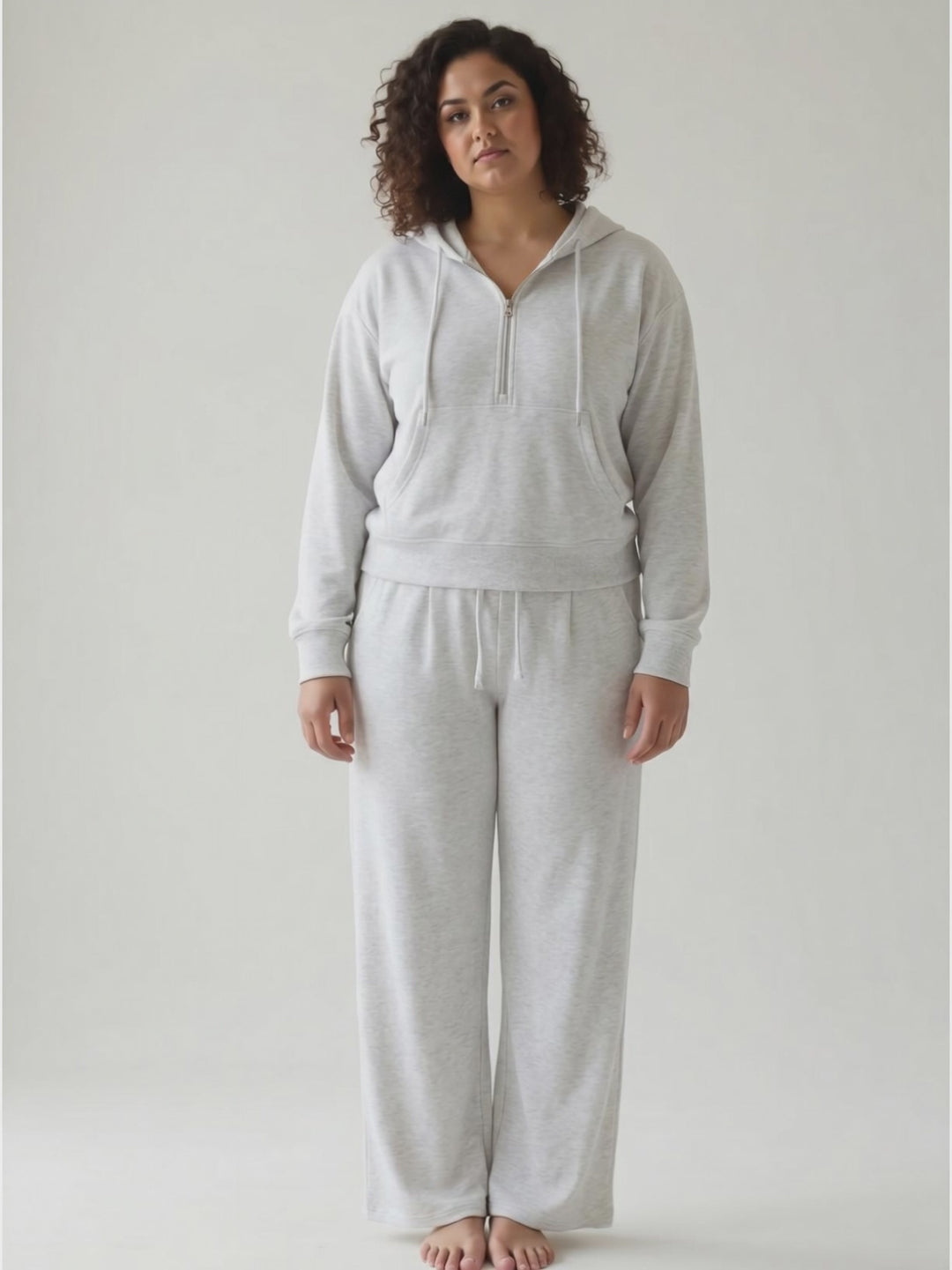 Huxlee Cotton Blend 1/2 Zip- HTHR GREY