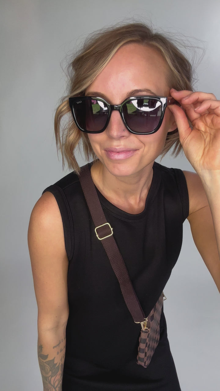 Wear Me Pro Polarized Wren Square Frame Sunglasses- BLACK-FINAL SALE